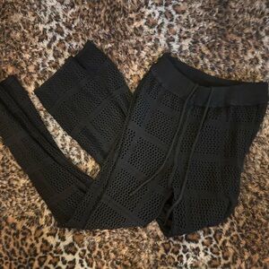 Black Mesh Knit Pants